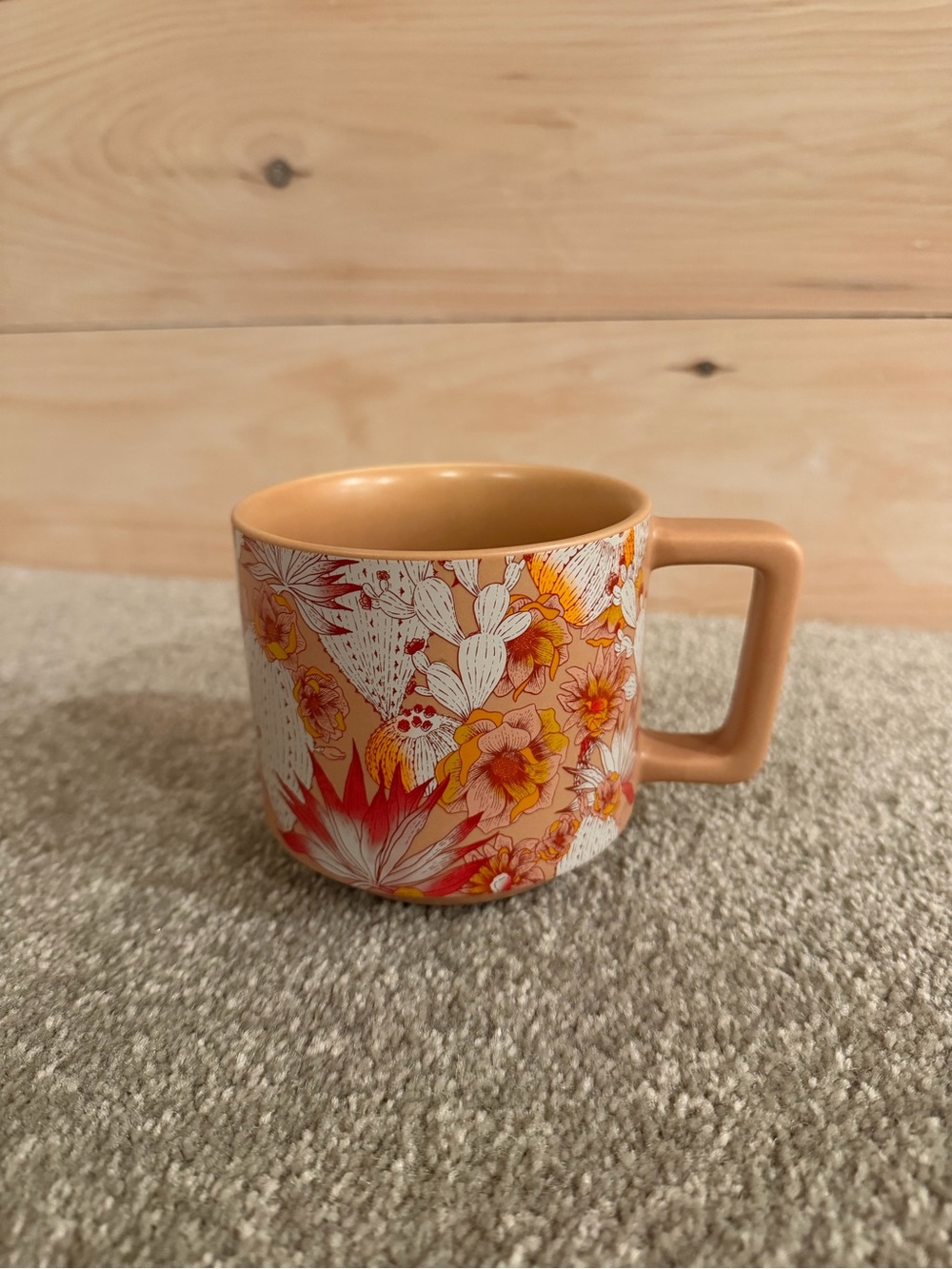 Starbucks Peach, Orange and Yellow Floral Ceramic Mug